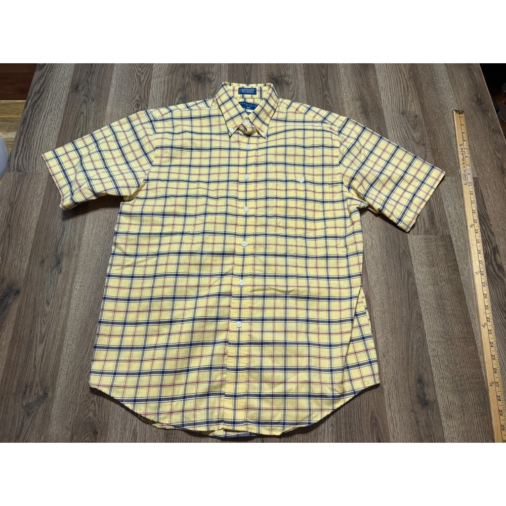 Towncraft Shirt, Men's Medium, Red Blue Yellow, Plaid, Button Up, Wrinkle Free